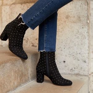 Sezane Lea Boots Black with Gold Studs Size 7